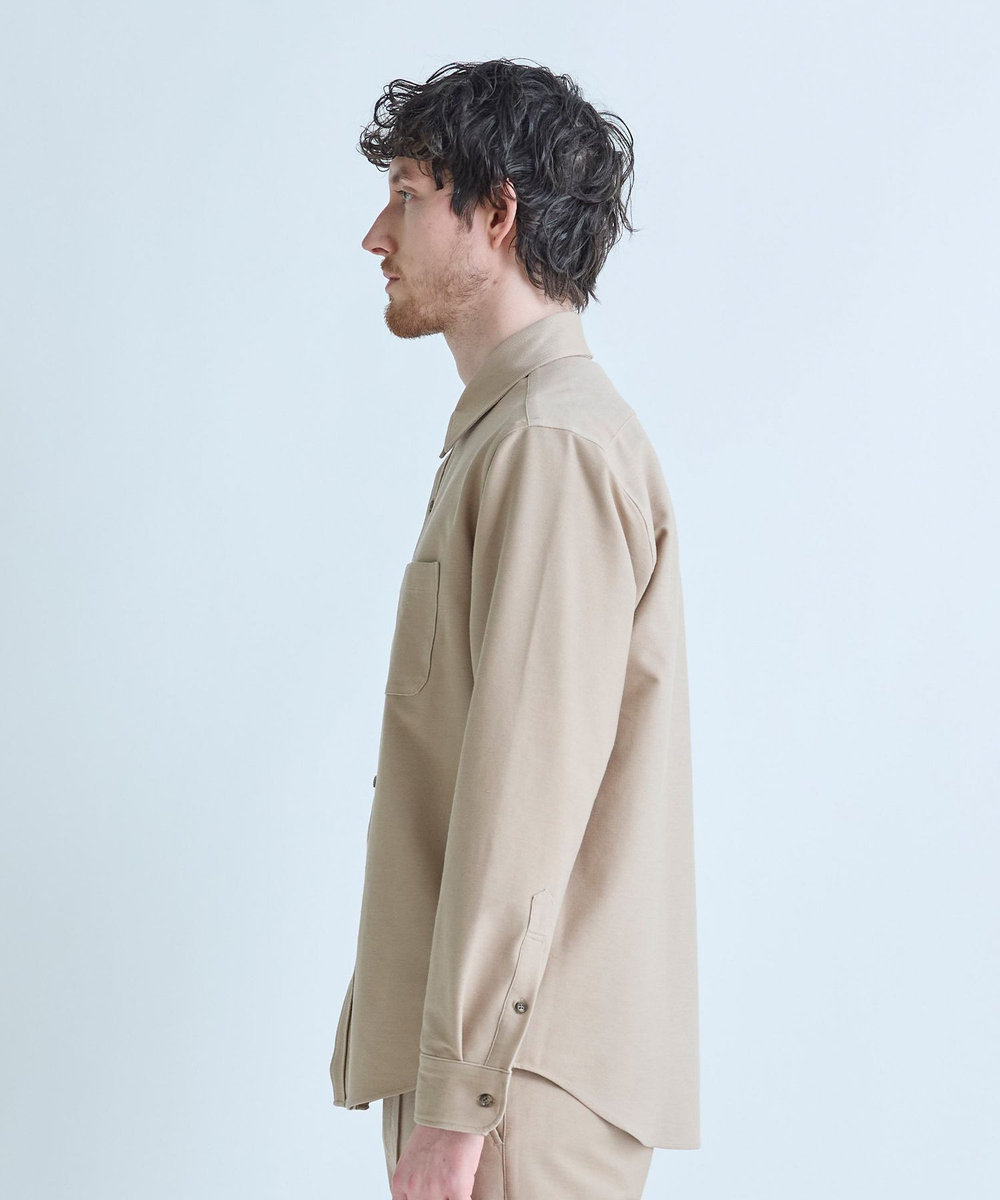 MEN'S BIGI デニムジャージ シャツブルゾン＜ストレッチ＞ ベージュ