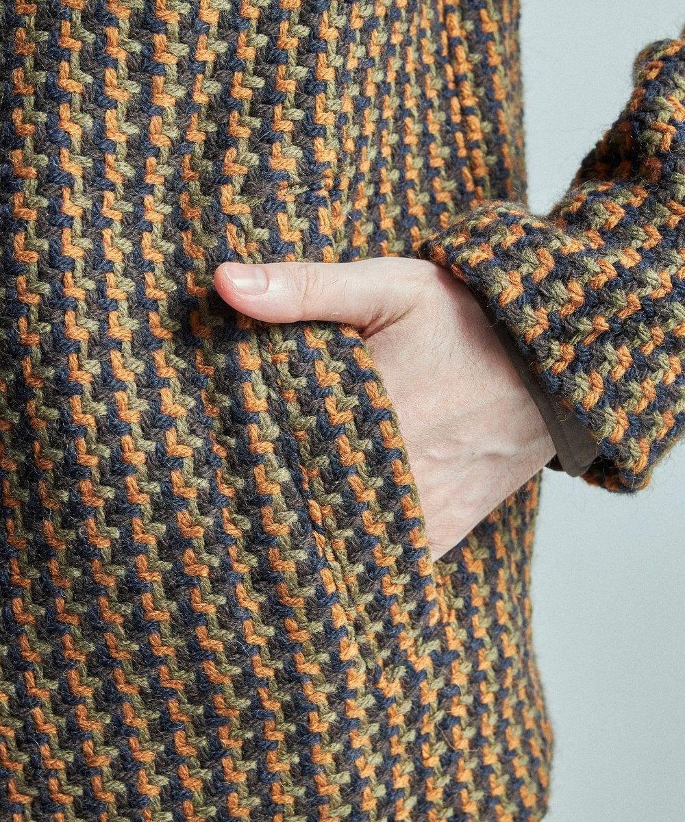 MEN'S BIGI 【John Branigan/ジョン・ブラニガン】別注チェック柄ニット風ブルゾン ブラウン