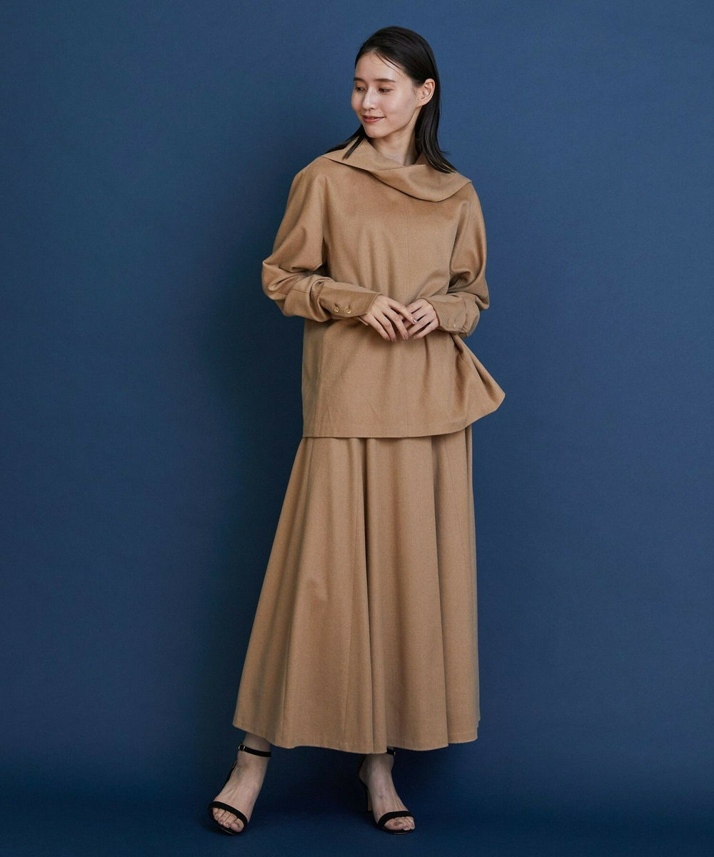 L'EQUIPE COUTURIER ピュアキャメルドレープブラウス キャメル