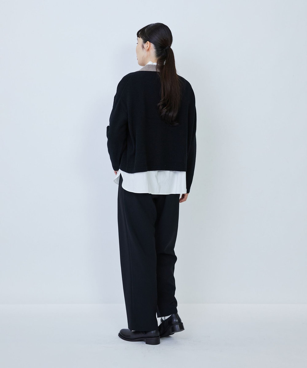 LOISIR ウール天竺ポロニット ブラック