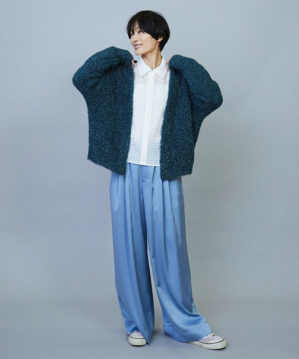 MOGA ソアパールサテンワイドパンツ ブルー