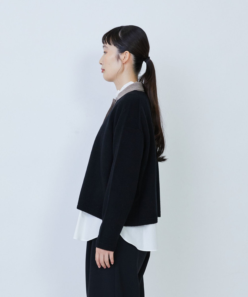 LOISIR ウール天竺ポロニット ブラック