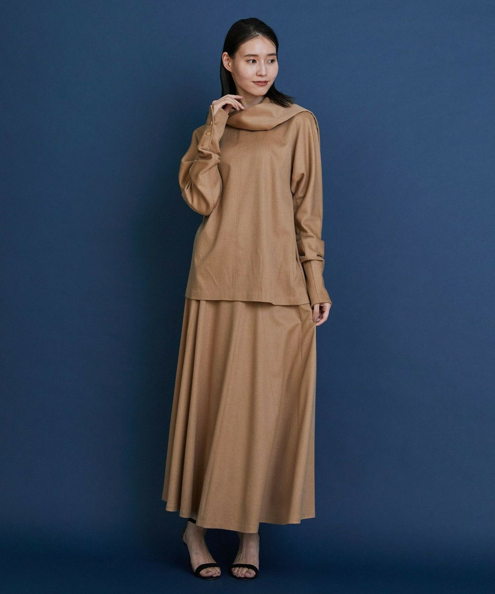 L'EQUIPE COUTURIER ピュアキャメルドレープブラウス キャメル
