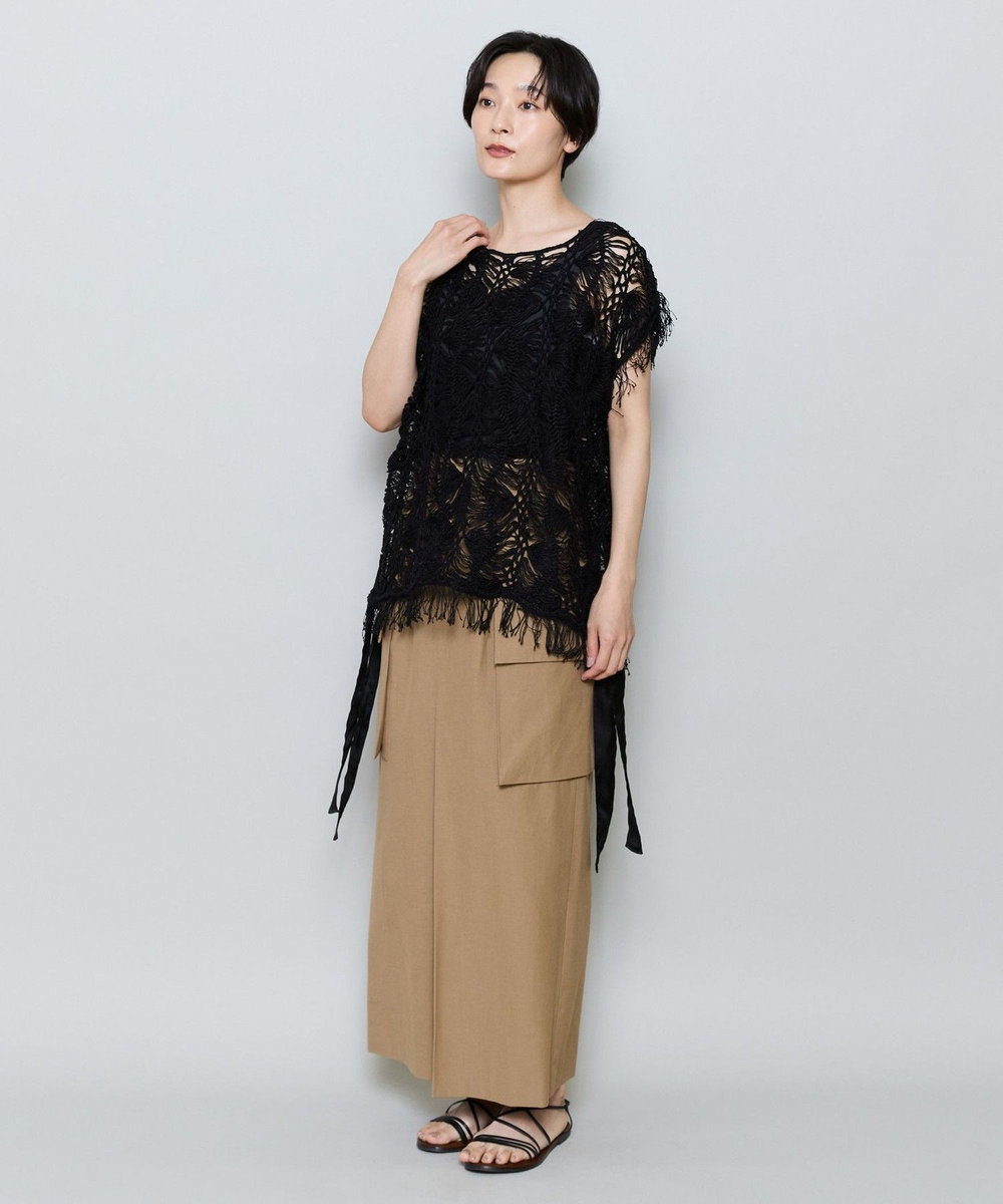 MOGA ヘアピンレースニットトップス ブラック
