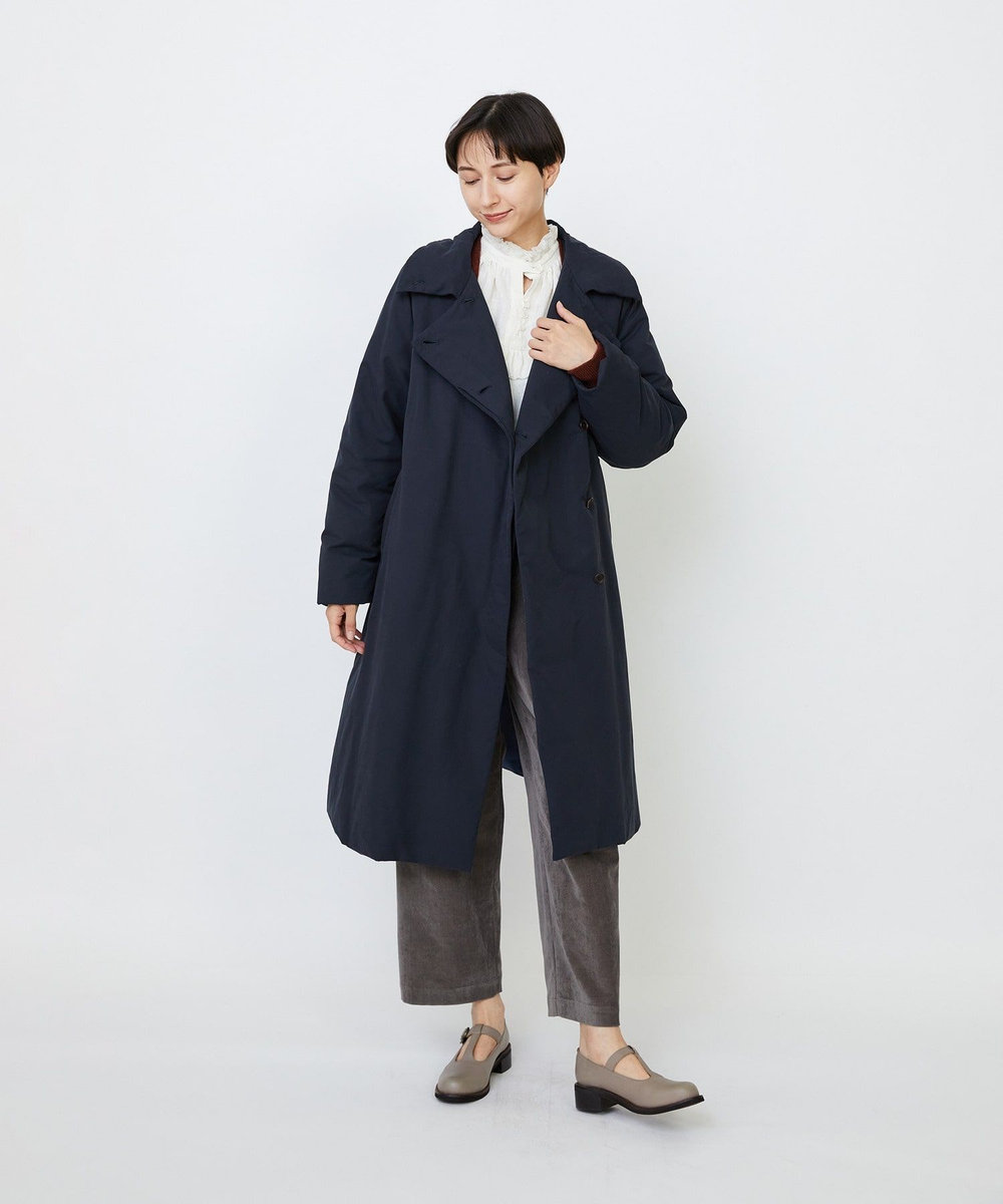 LOISIR リサイクルダウンステンカラーコート ネイビー