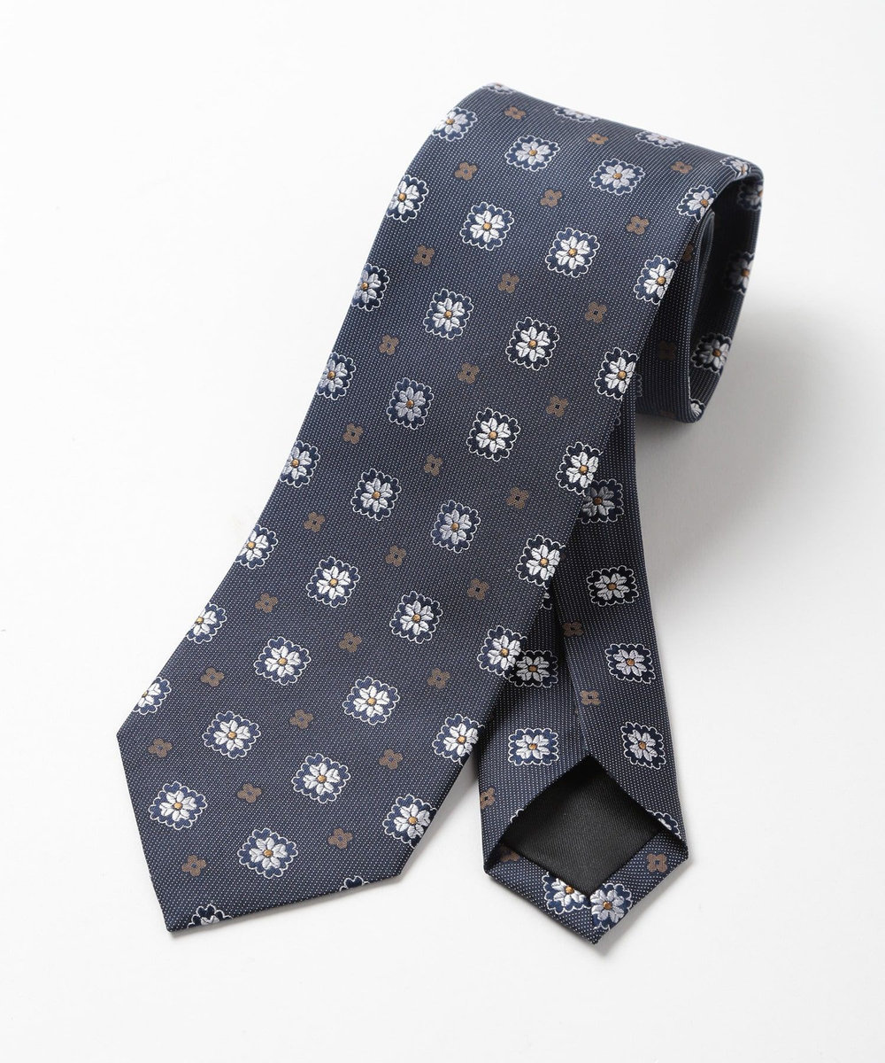 MEN'S BIGI 【TIE YOUR TIE(タイユアタイ)】ヴィンテージフラワー柄ネクタイ ネイビー