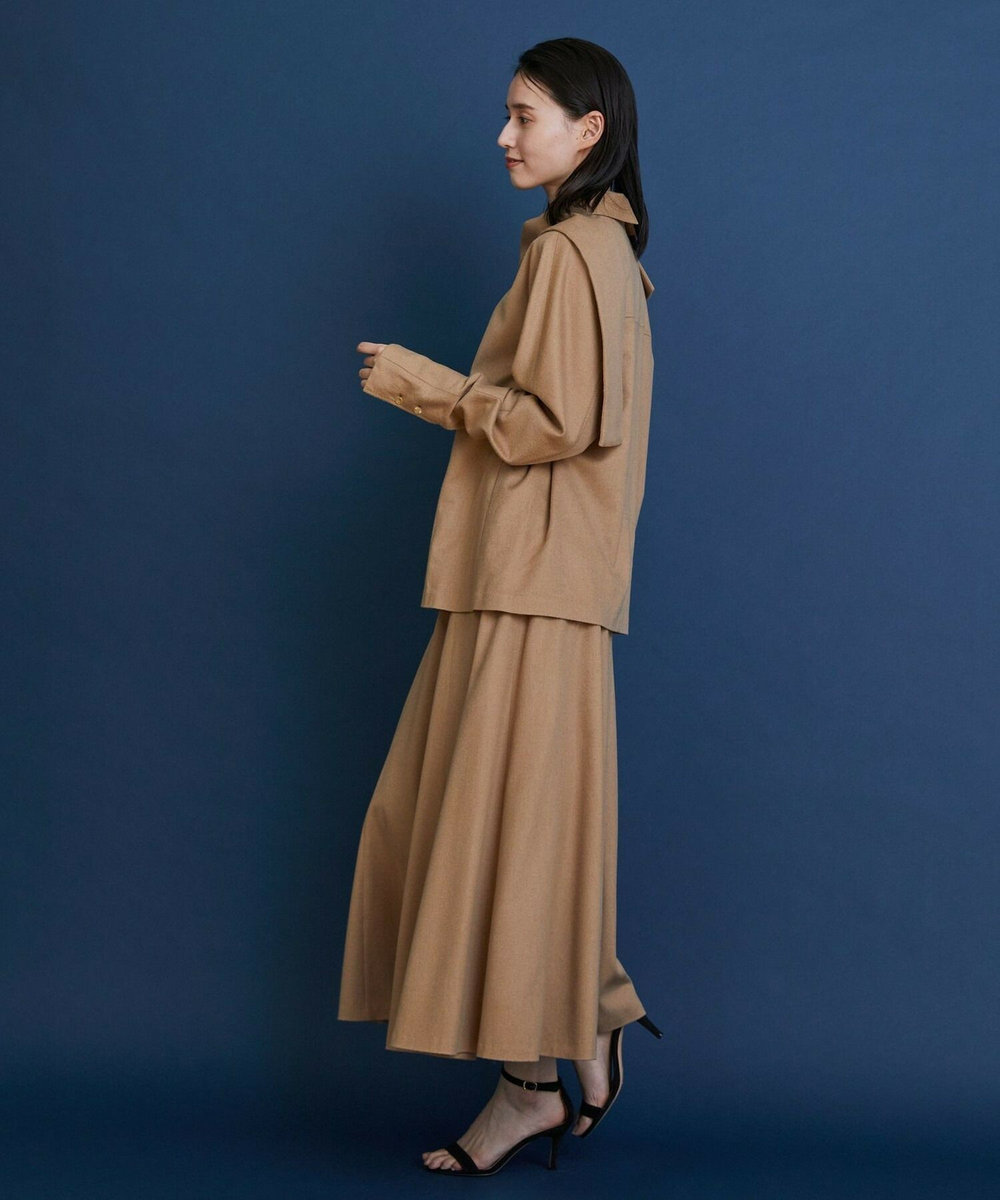 L'EQUIPE COUTURIER ピュアキャメルドレープブラウス キャメル