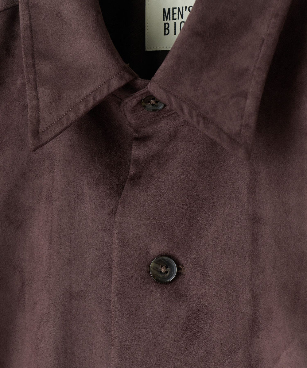 MEN'S BIGI フェイクスエード リラックスフィットシャツ チャコールグレー