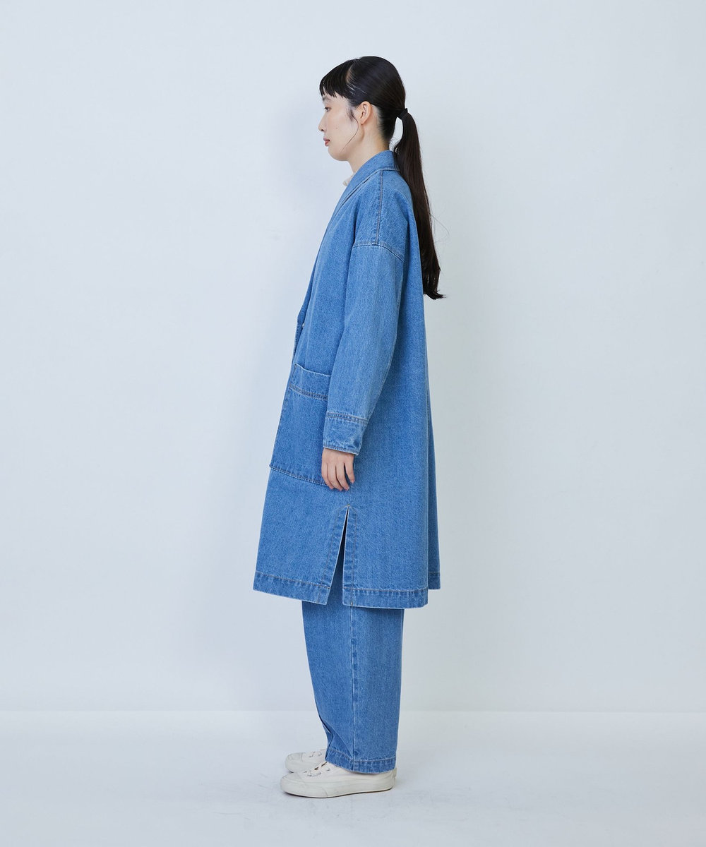 LOISIR デニムガウンコート ライトブルー