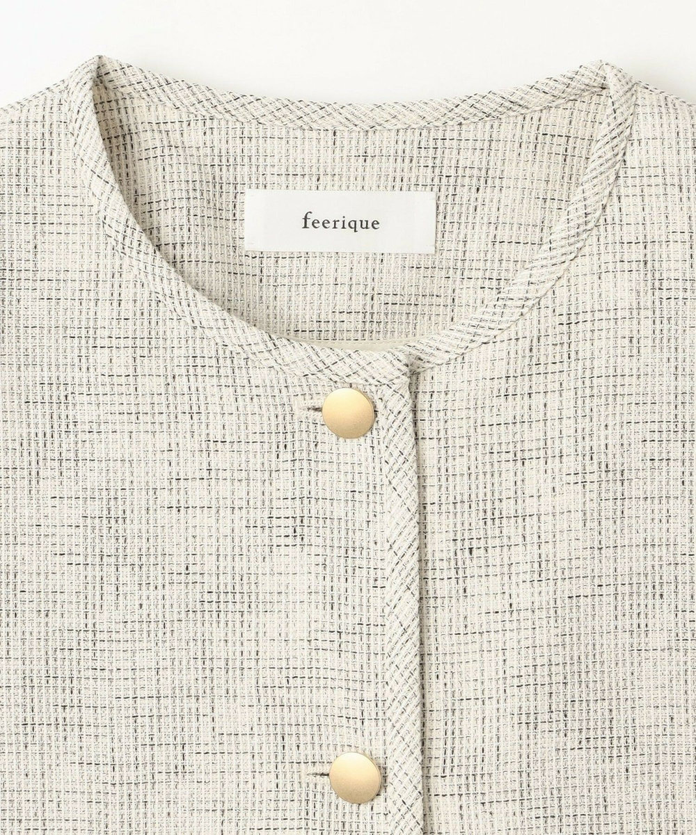 feerique Lサイズ（大きいサイズ） 【Lサイズ】feerique カラミツイードノーカラージャケット キナリ