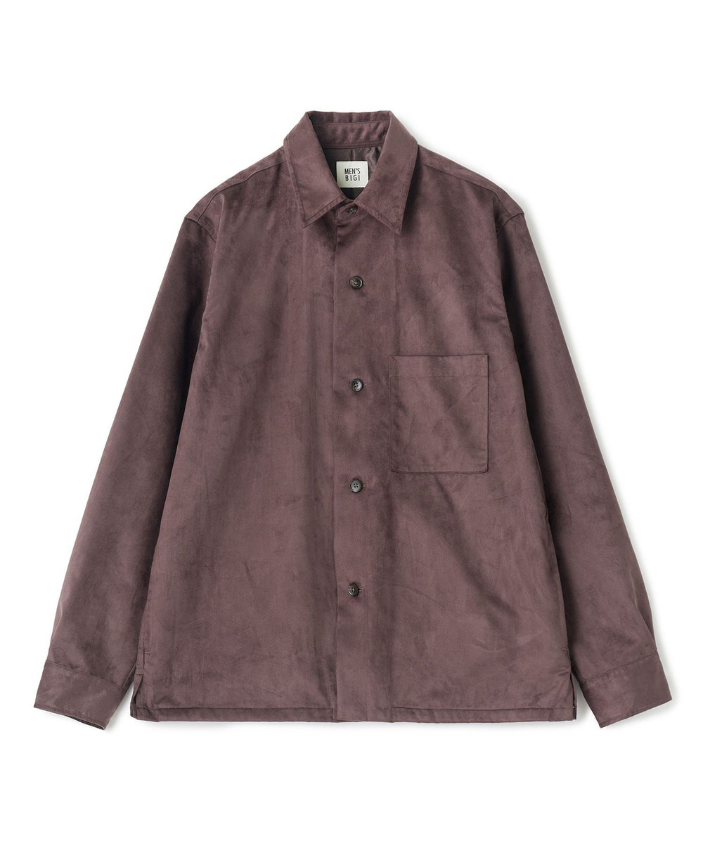 MEN'S BIGI フェイクスエード リラックスフィットシャツ チャコールグレー