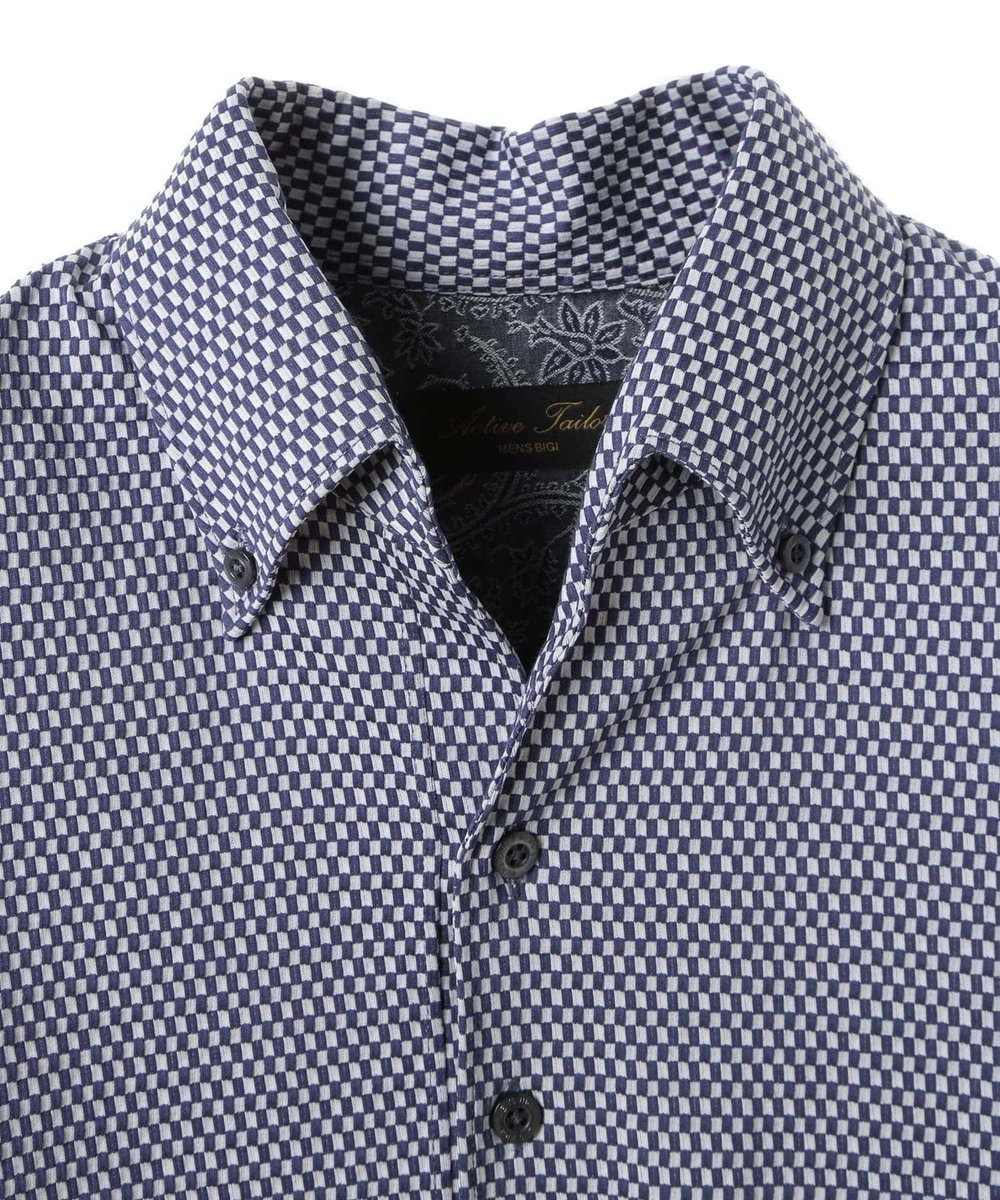 MEN'S BIGI 【ACTIVE TAILOR】サッカー織りポロシャツ<COOL MAX/吸水速乾> ブルー