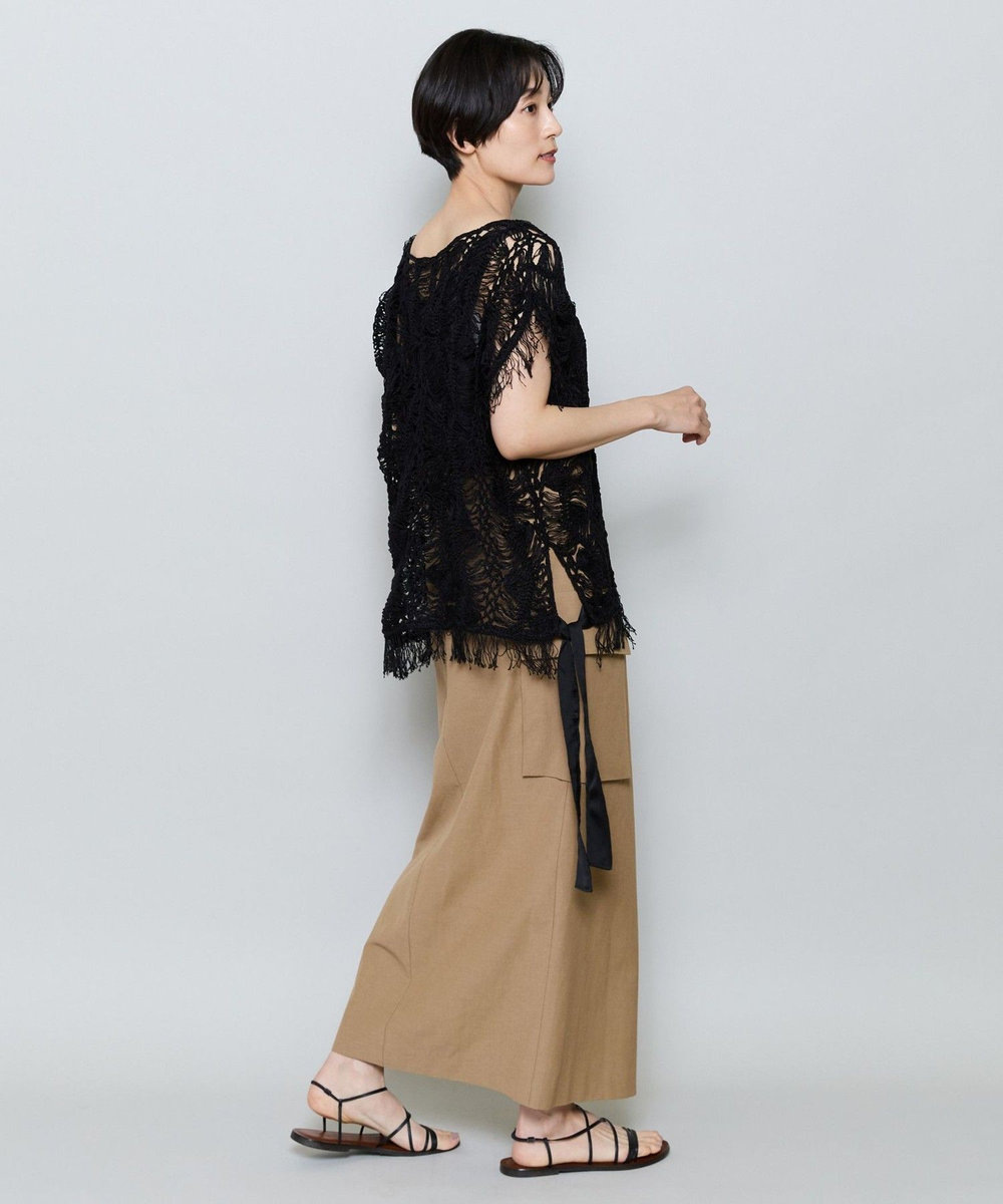 MOGA ヘアピンレースニットトップス ブラック