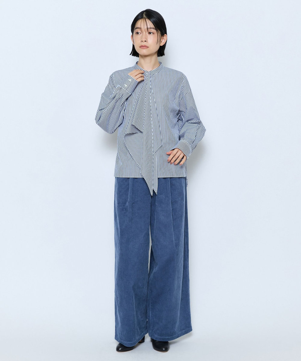 feerique feerique タイプライターフリルシャツ ストライプ