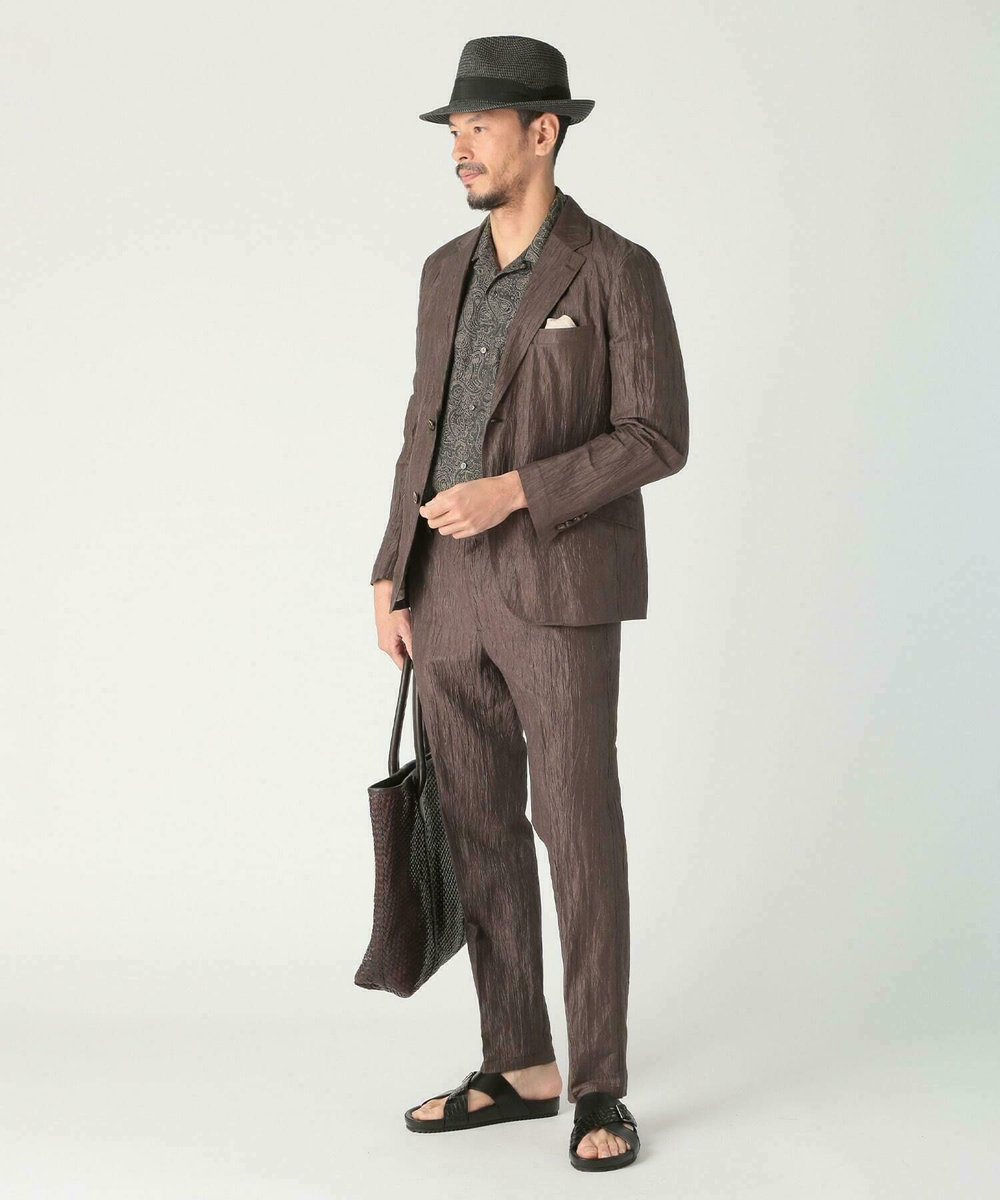 MEN'S BIGI コットンリネン楊柳サッカージャケット ブラウン