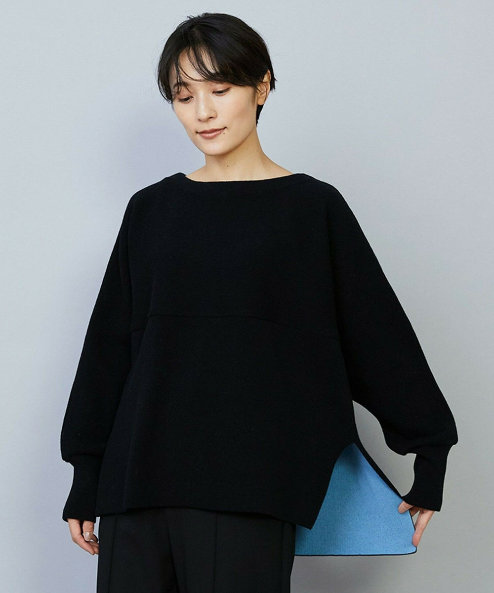 MOGA WOOLEN×AMOSSA ドルマンスリーブ配色ニット ブラック系その他