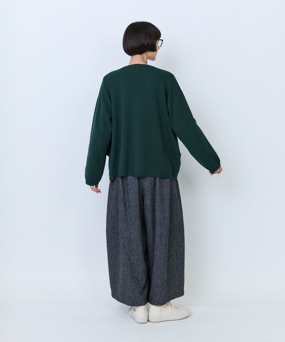LOISIR コットンダブルジャカードカーディガン グリーン