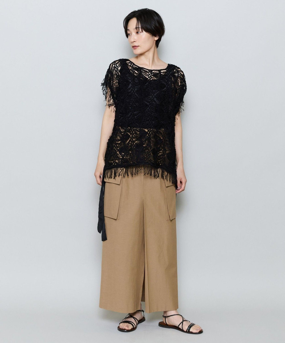 MOGA ヘアピンレースニットトップス ブラック