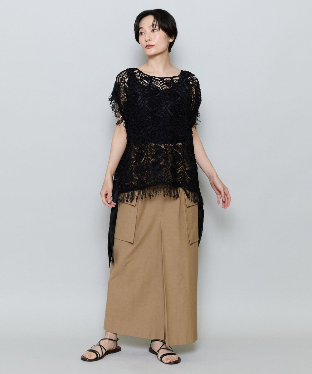 MOGA ヘアピンレースニットトップス ブラック
