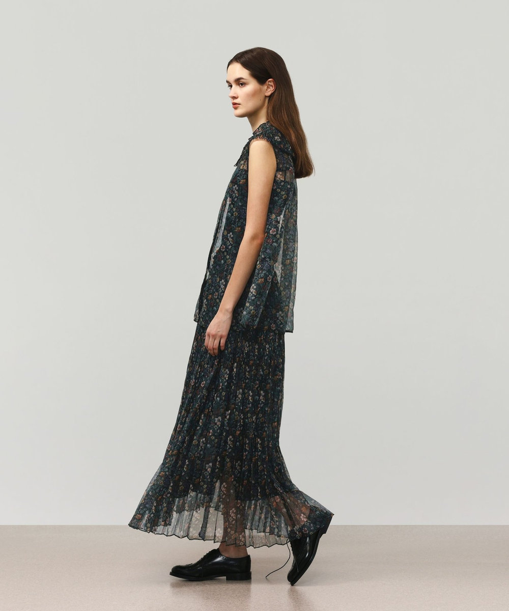 DÉPAREILLÉ FLOWER ORGANDY SKIRT / フラワーオーガンジースカート ブラック