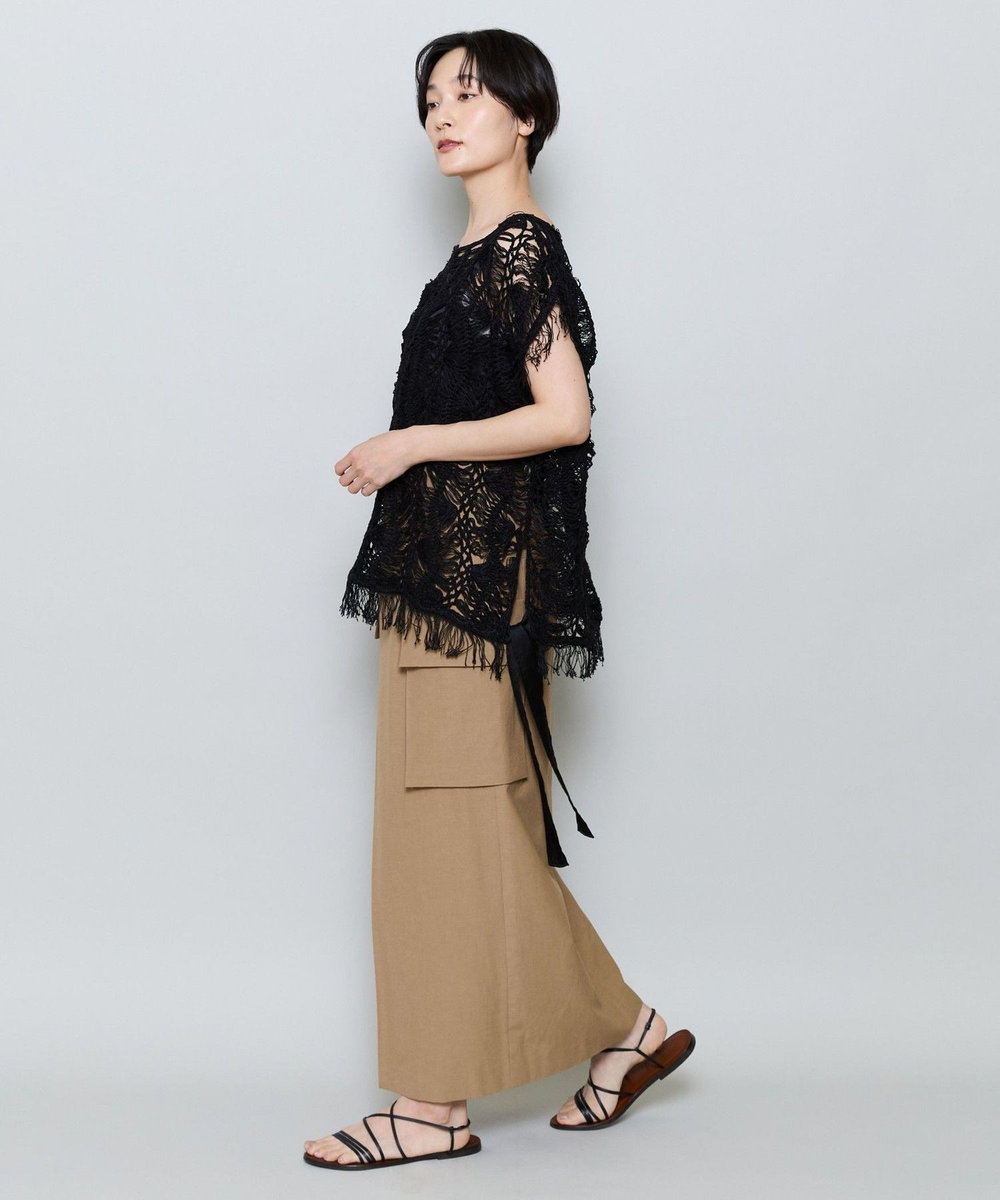 MOGA ヘアピンレースニットトップス ブラック