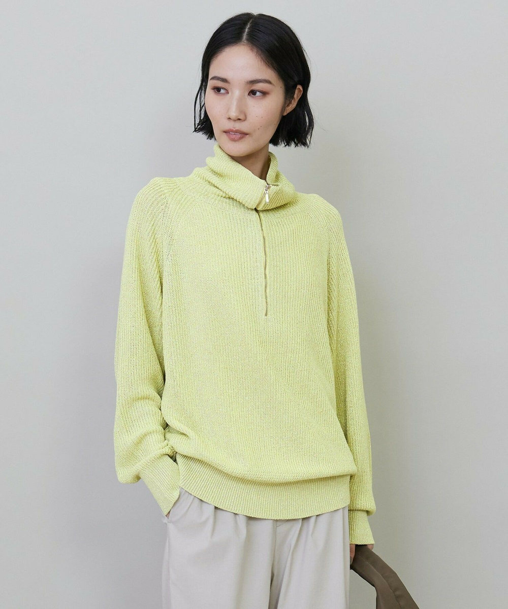 L'EQUIPE ラメハーフZIPニット イエロー