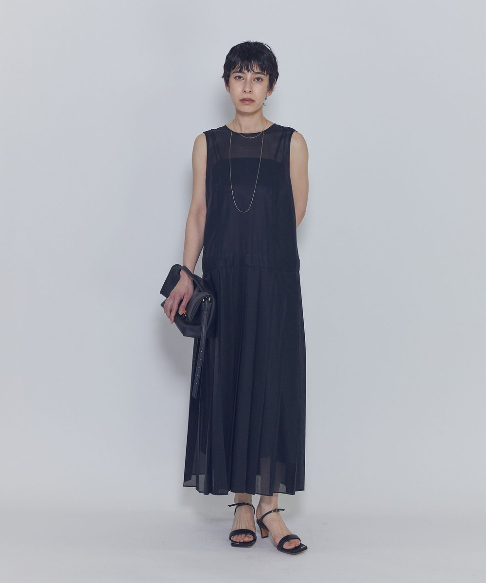 1er Arrondissement シアープリーツワンピース ブラック
