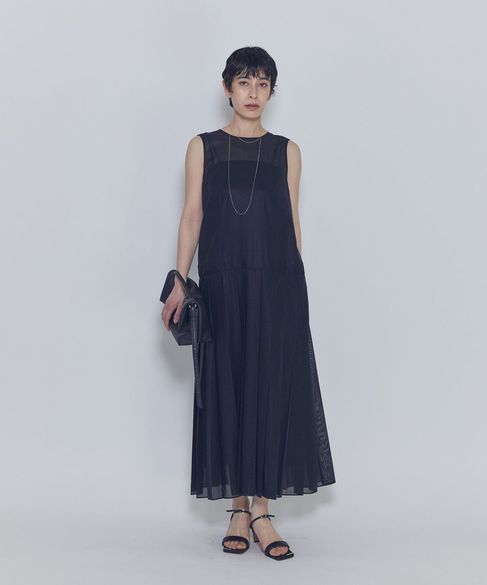 1er Arrondissement シアープリーツワンピース ブラック