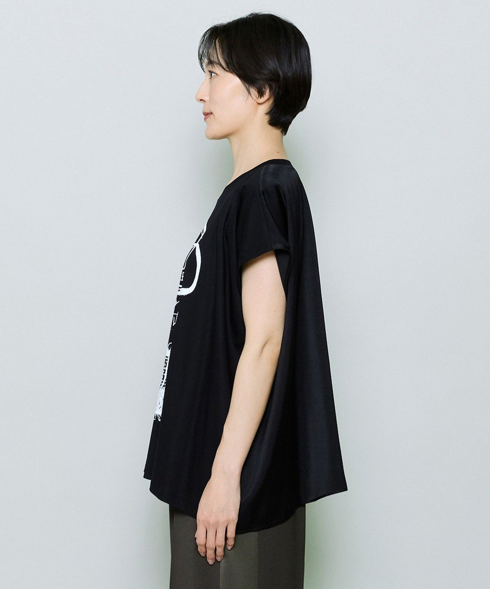 MOGA コットンスムースプリントTシャツ ブラック