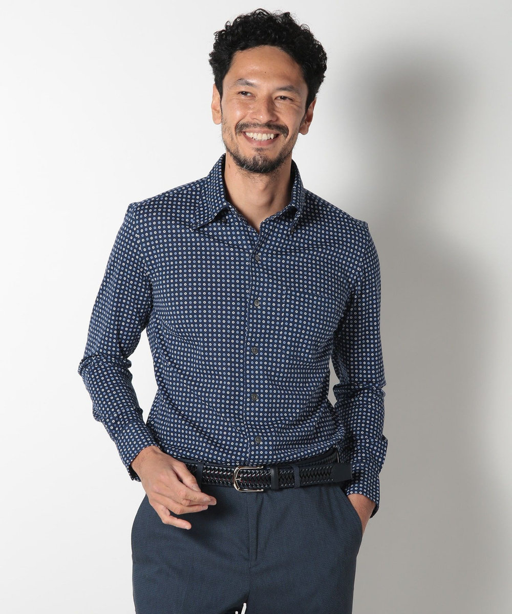 MEN'S BIGI 【DOMODOSSOLA】レザーメッシュプレーンベルト ネイビー