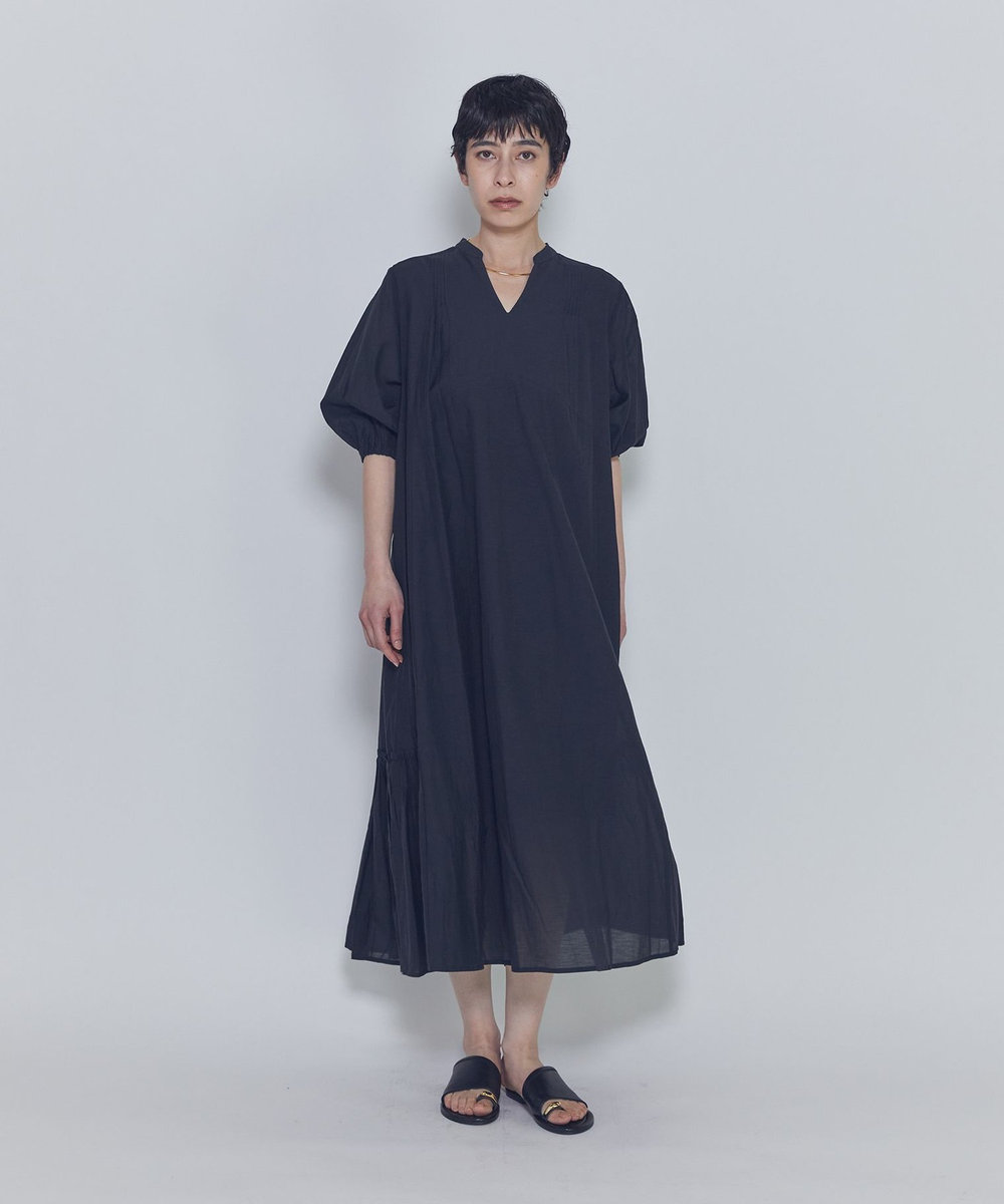 1er Arrondissement 【WEB限定】＜normment（ノーメント）＞ギャザースリーブドレス ブラック