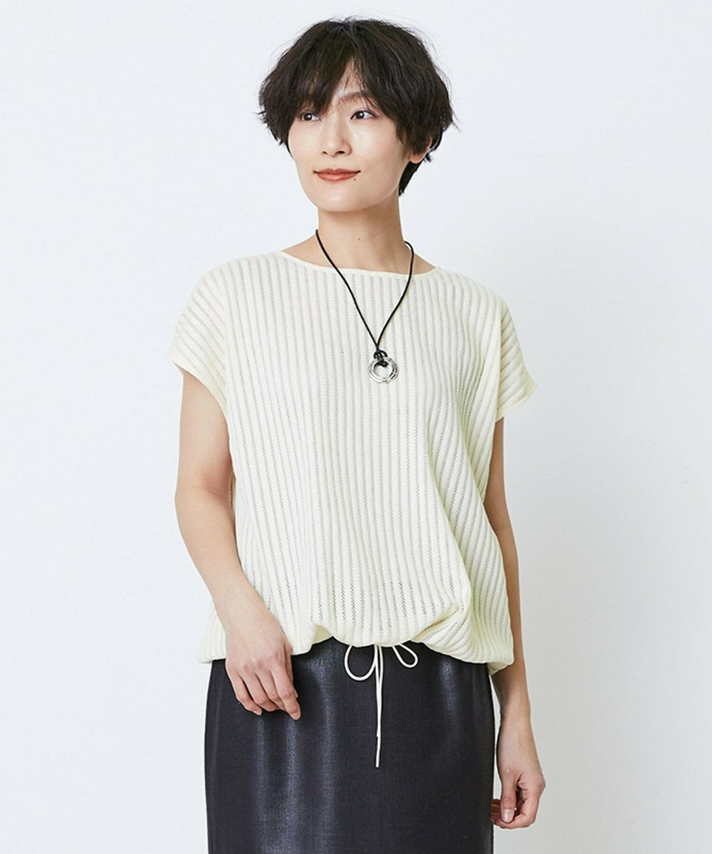 feerique feerique ラッセルメッシュストライププルオーバー オフホワイト