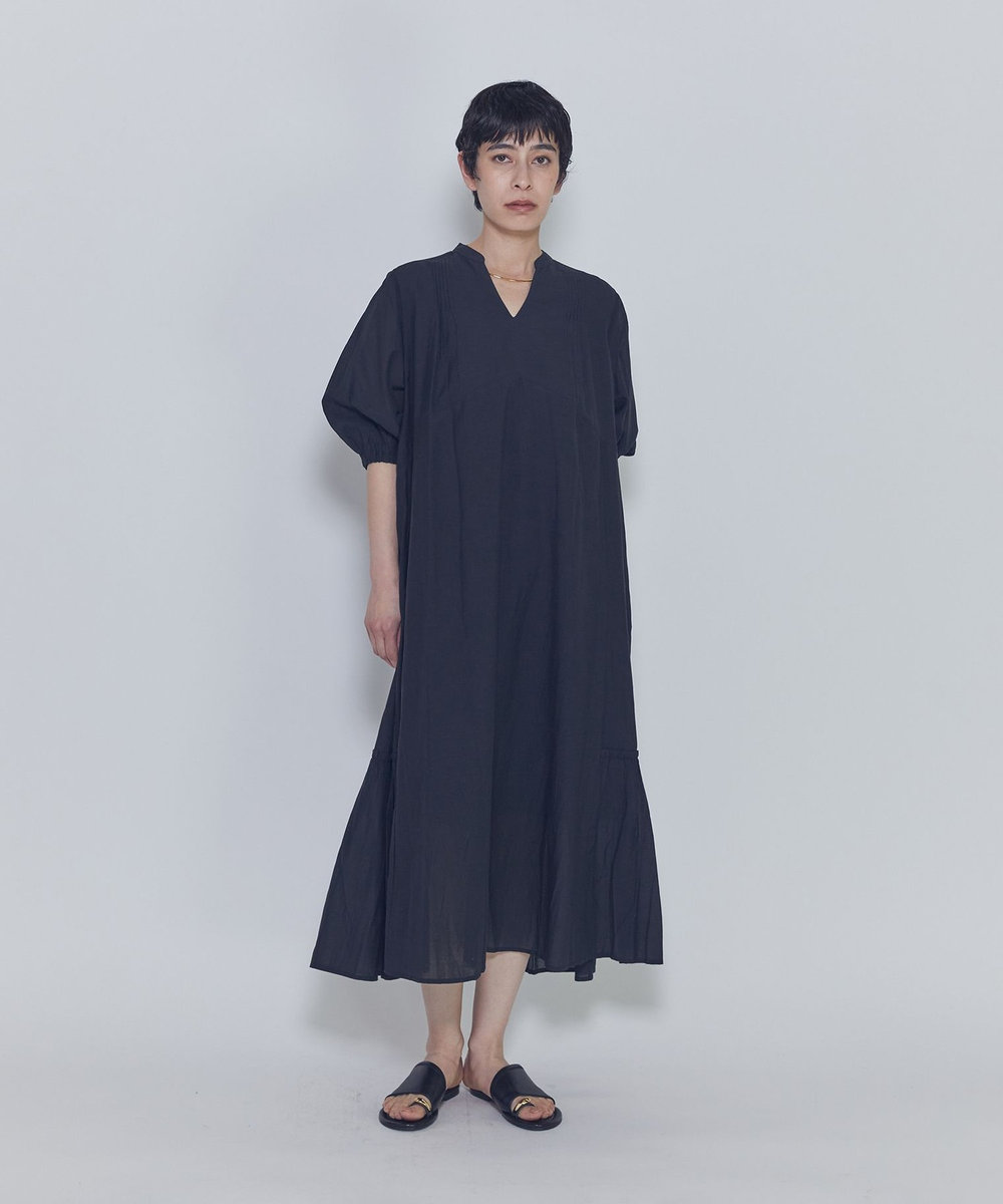 1er Arrondissement 【WEB限定】＜normment（ノーメント）＞ギャザースリーブドレス ブラック