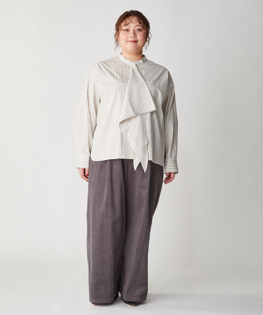 feerique Lサイズ（大きいサイズ） 【大きいサイズ】feerique タイプライターフリルシャツ チェック