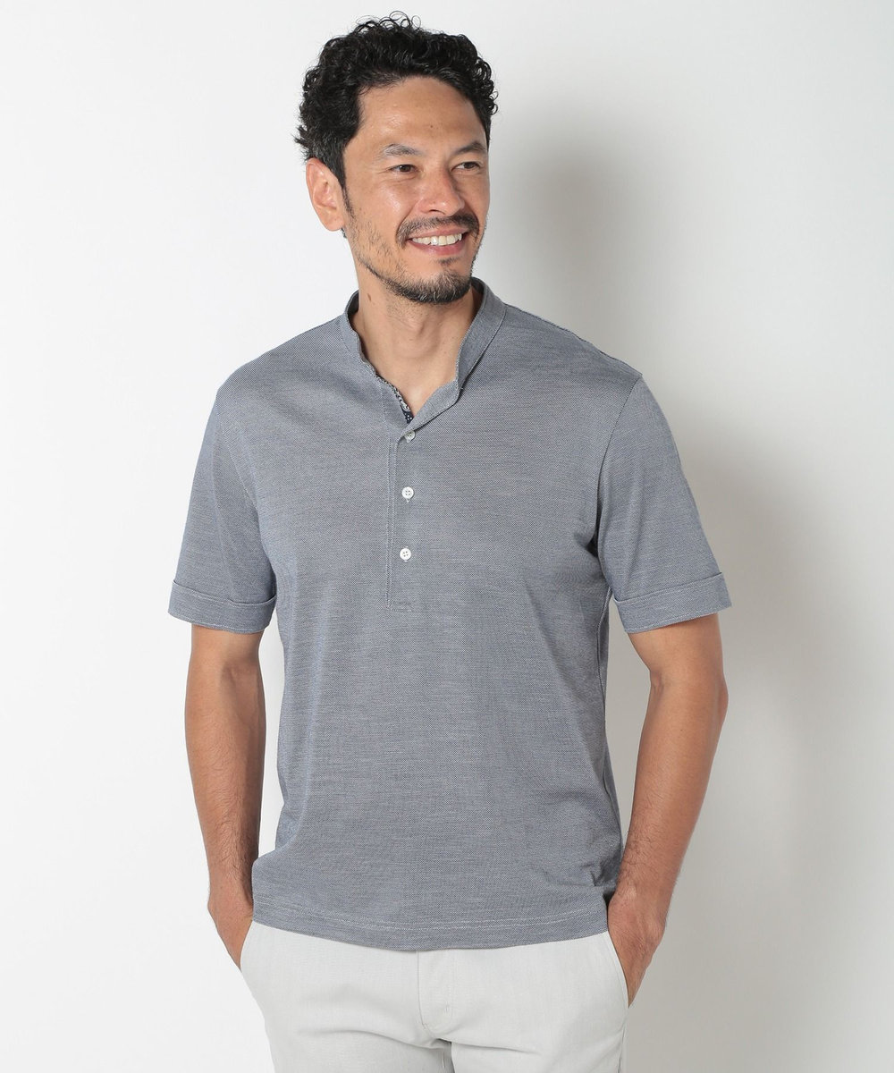 MEN'S BIGI <COOL MAX>バンドスキッパーポロシャツ ブルー