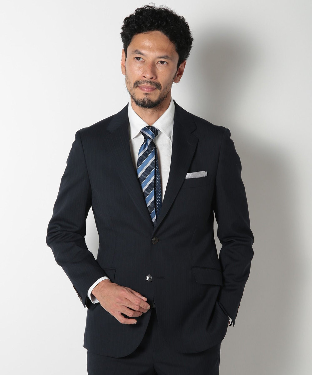 MEN'S BIGI ヘリンボーンストライプスーツセットアップ ネイビー