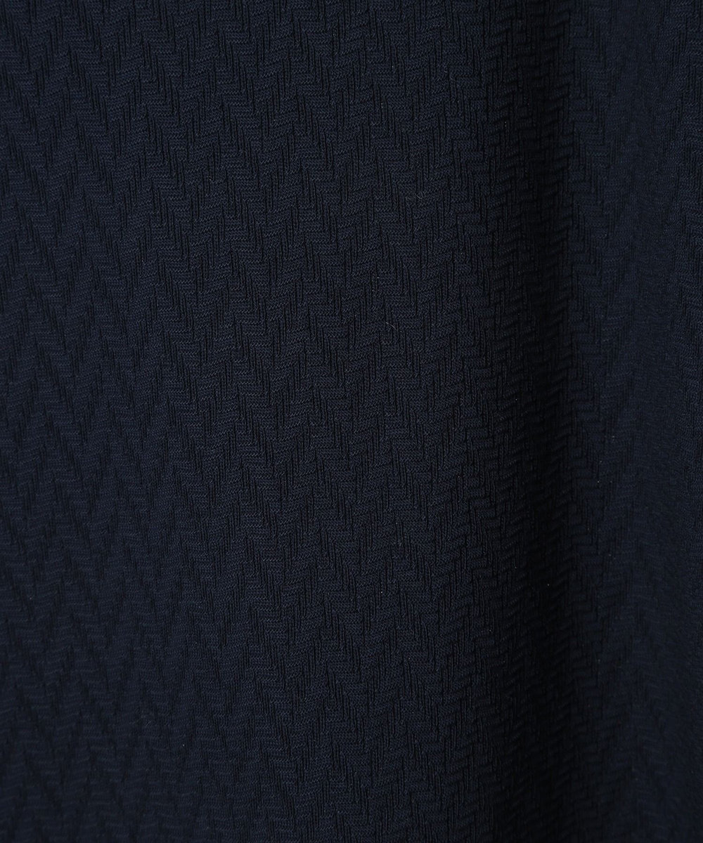 MEN'S BIGI シェブロン柄リンクスジャカードTシャツ<接触冷感><抗菌防臭> ダークネイビー