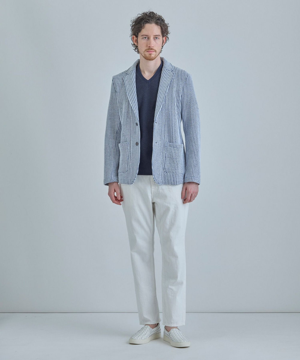 MEN'S BIGI 【ACTIVE TAILOR/アクティブテイラー】シルケットスムースVネックTシャツ＜接触冷感 / UVカット＞ ネイビー