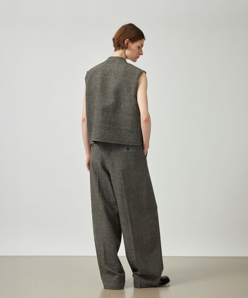 DÉPAREILLÉ WOOL SLUB BELTED PANTS / ウールスラブベルテッドパンツ グレー