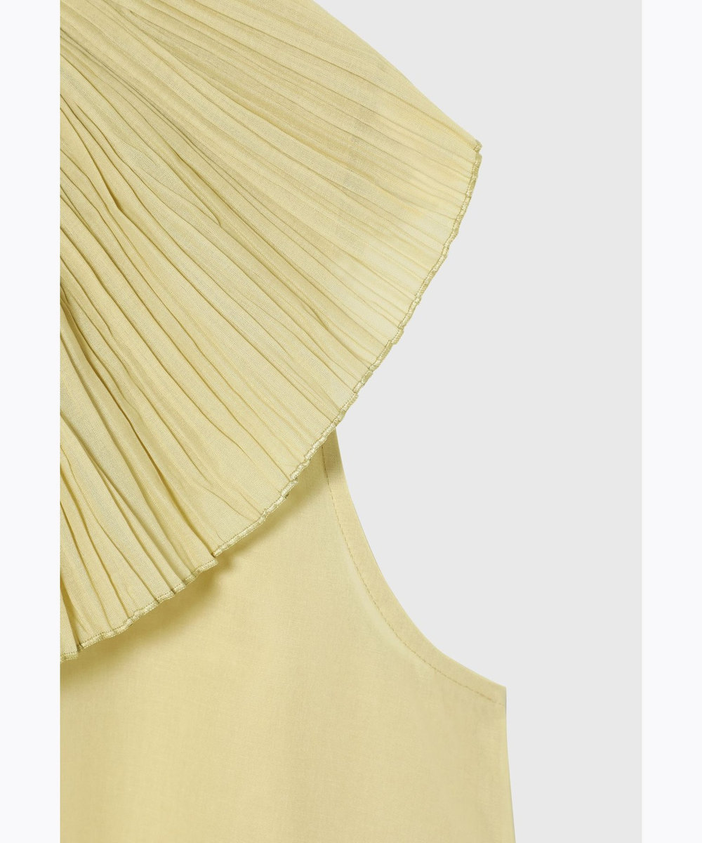 DÉPAREILLÉ VOILE PLEATS COLLAR NO SLEEVE BLOUSE / ボイルプリーツカラーノースリーブブラウス イエロー