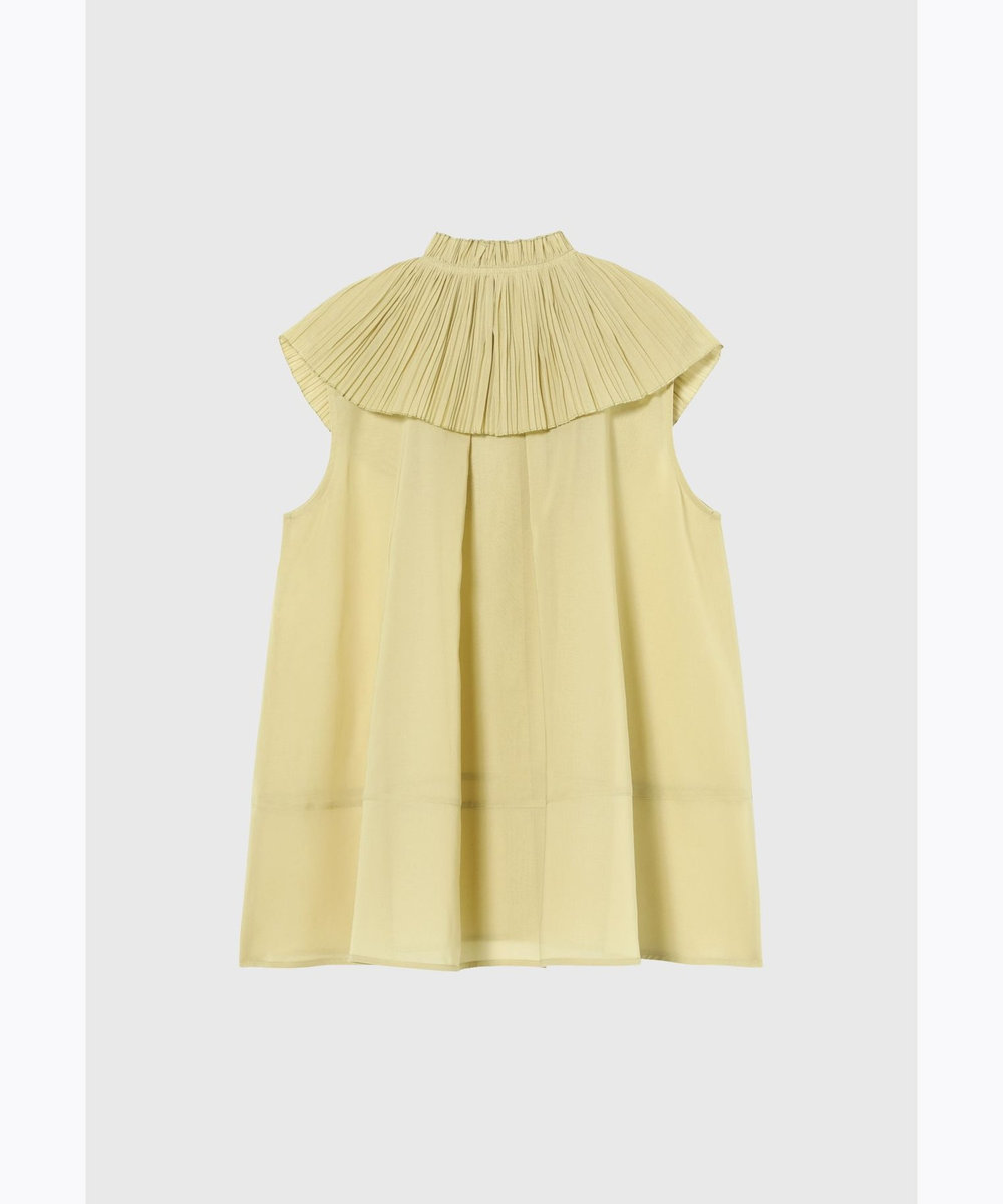 DÉPAREILLÉ VOILE PLEATS COLLAR NO SLEEVE BLOUSE / ボイルプリーツカラーノースリーブブラウス イエロー