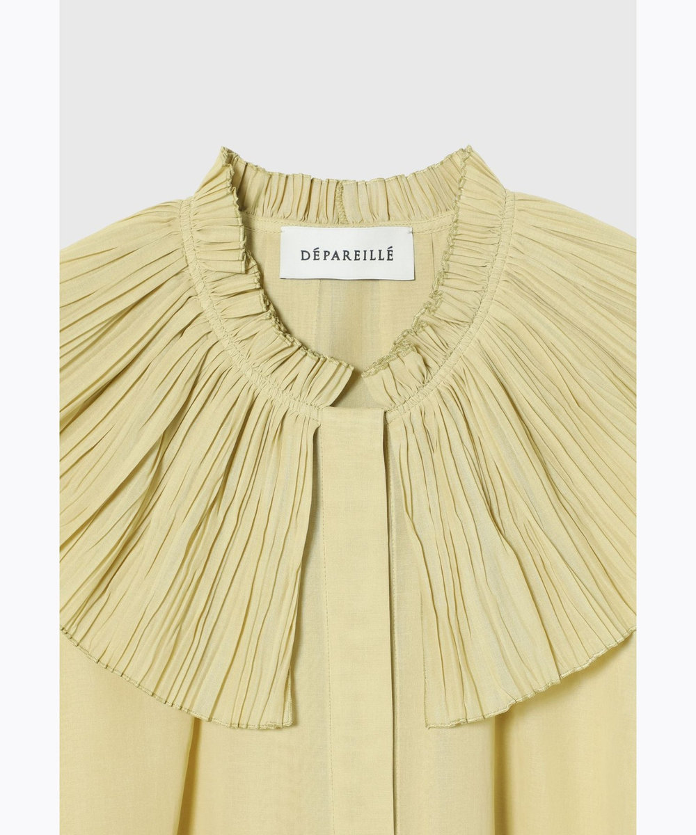DÉPAREILLÉ VOILE PLEATS COLLAR NO SLEEVE BLOUSE / ボイルプリーツカラーノースリーブブラウス イエロー
