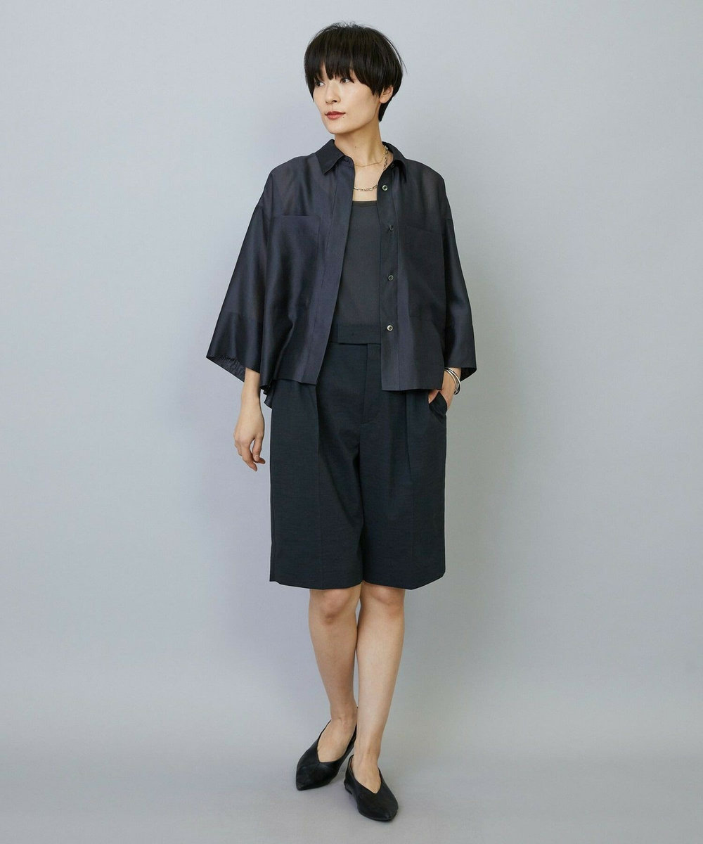 MOGA スタイリスト戸野塚かおるコラボ ドライリネンストレッチショートパンツ スミクロ