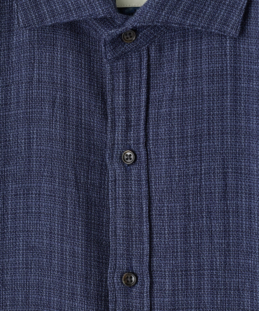 MEN'S BIGI メランジ 七分袖シャツ ネイビー