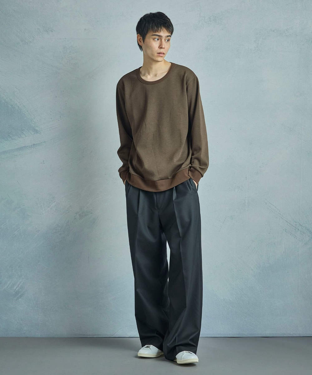 MEN'S BIGI ライトダンボールスウェットロングTシャツ ブラウン