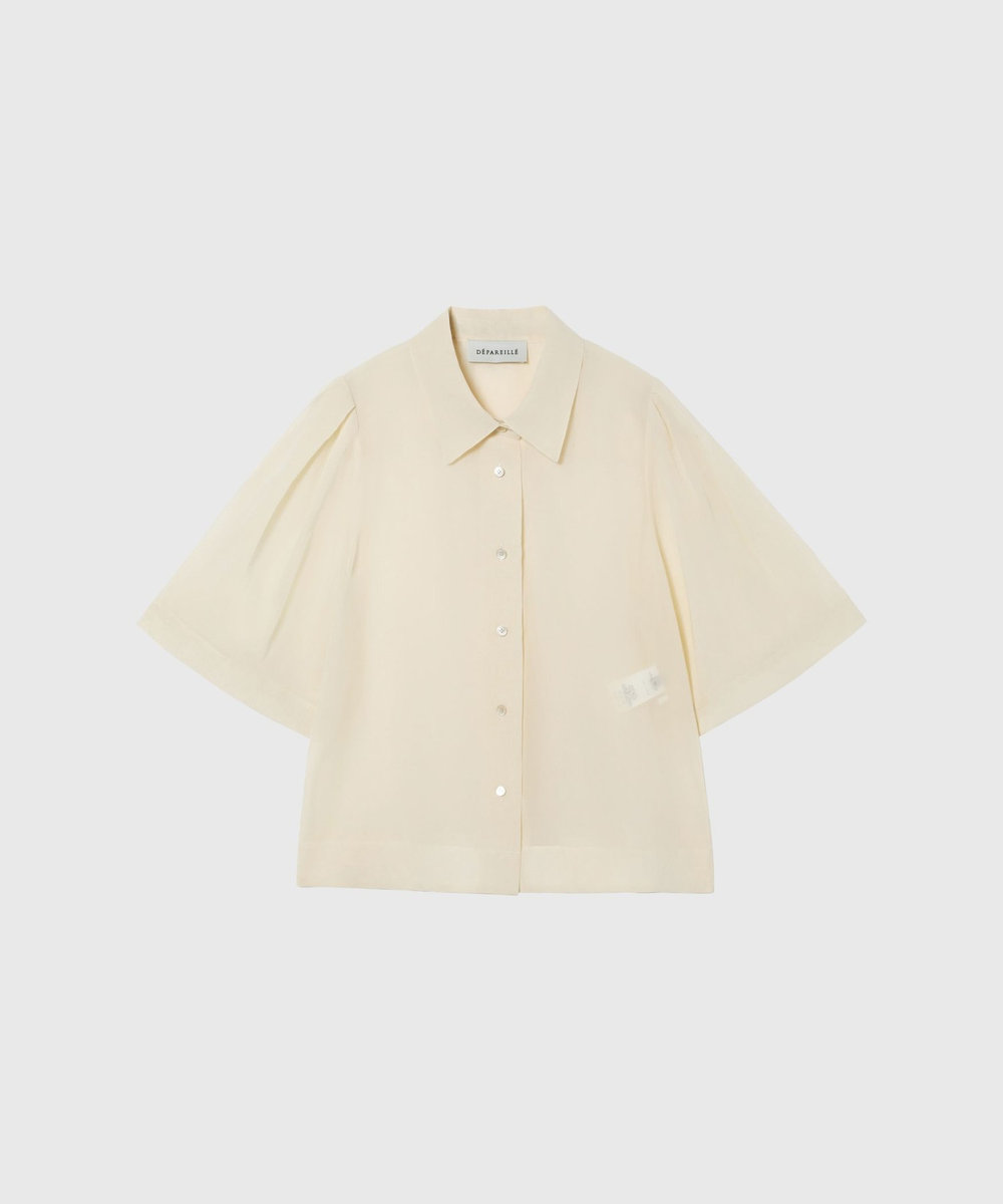 DÉPAREILLÉ COTTON VOILE SHORT SLEEVE BLOUSE / コットンボイルショートスリーブブラウス ベージュ