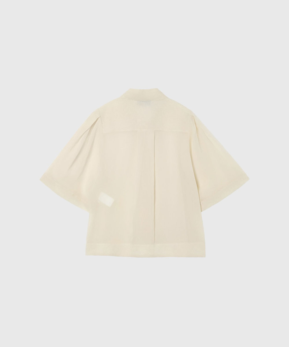 DÉPAREILLÉ COTTON VOILE SHORT SLEEVE BLOUSE / コットンボイルショートスリーブブラウス ベージュ