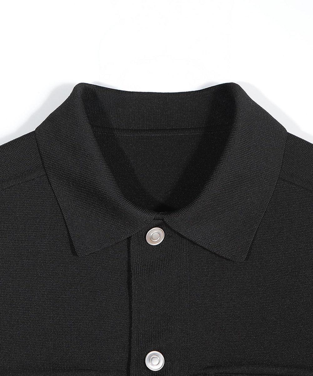 MEN'S BIGI デニムジャケット風ミラノリブニットアウター ブラック