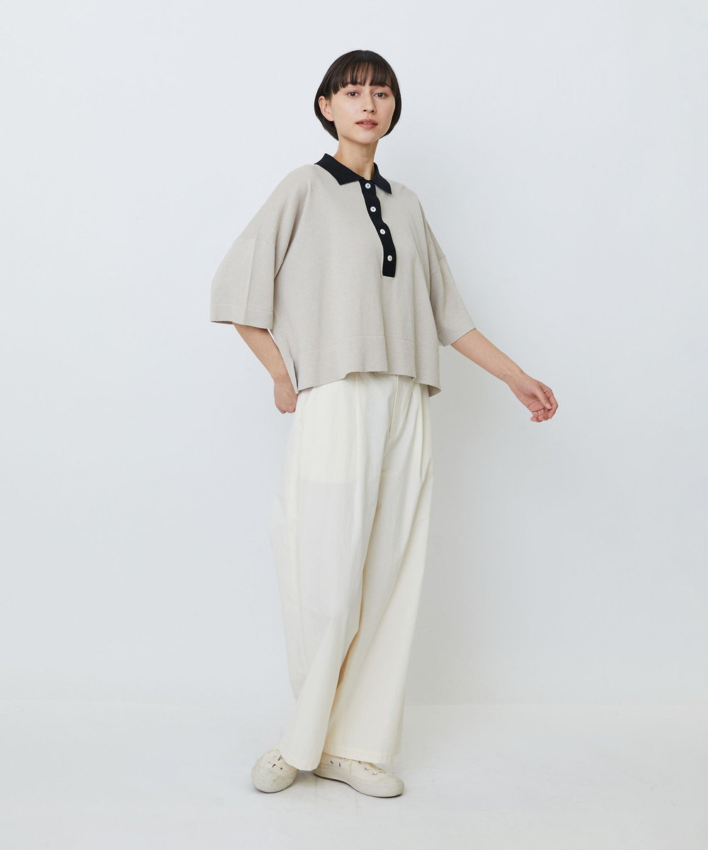 LOISIR 和紙コットン天竺ポロニット ベージュ