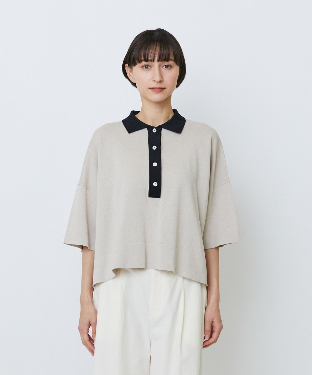 LOISIR 和紙コットン天竺ポロニット ベージュ
